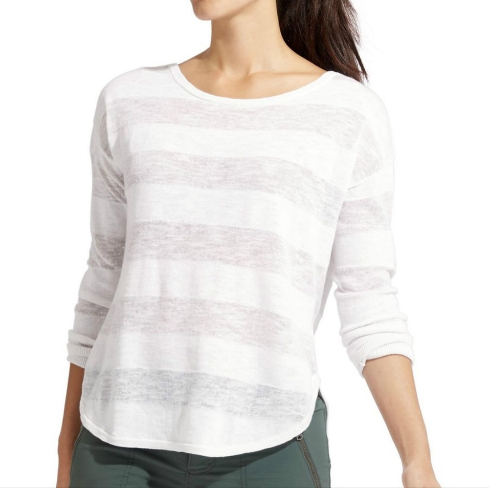 Athleta Lightweight White Scoop Neck Knit Sweater Size XXS